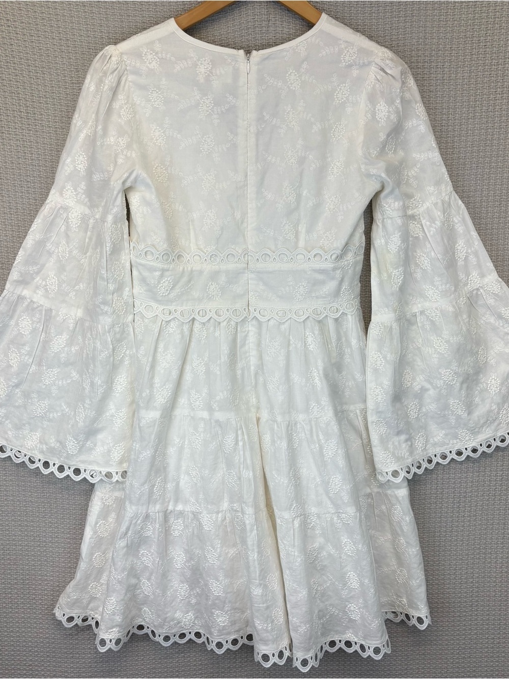 Lost + Wander Everlasting Love Bell Sleeve Cotton Eyelet White Dress Small Boho - Picture 8 of 11